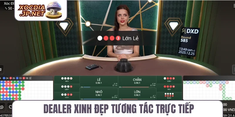 Dealer xinh đẹp tương tác trực tiếp