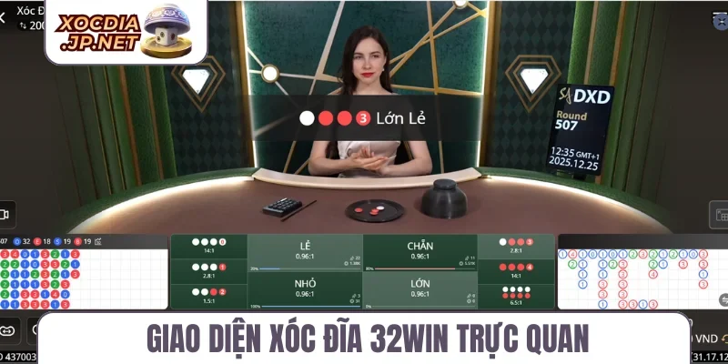 Giao diện xóc đĩa 32Win trực quan